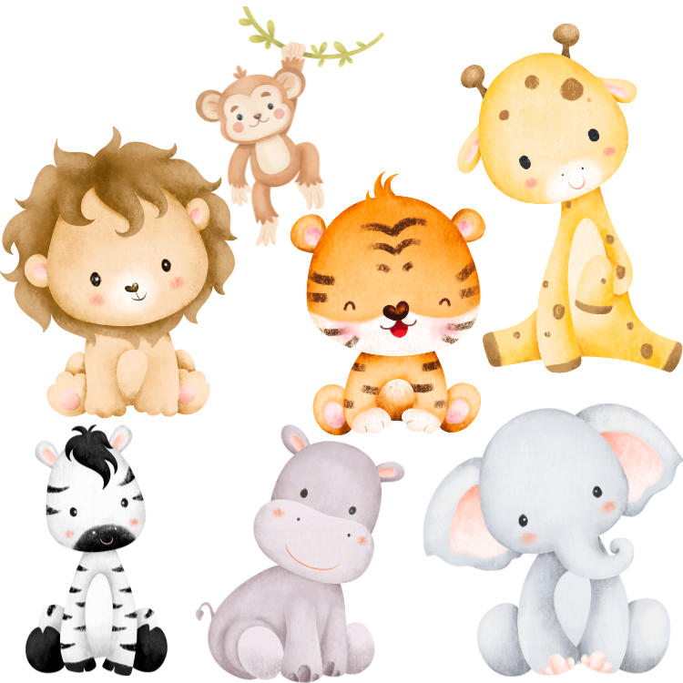Baby Jungle Animal Wall Decals