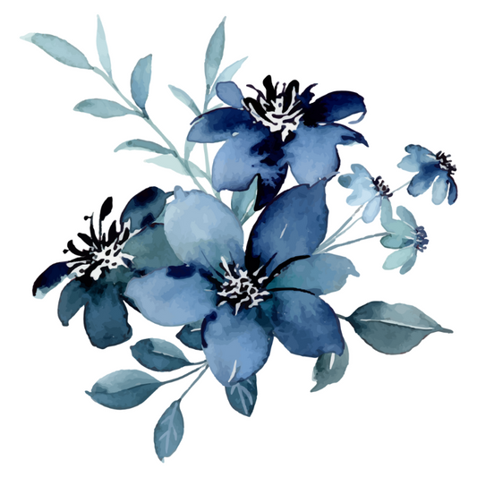 Large Blue Flower Wall Decals